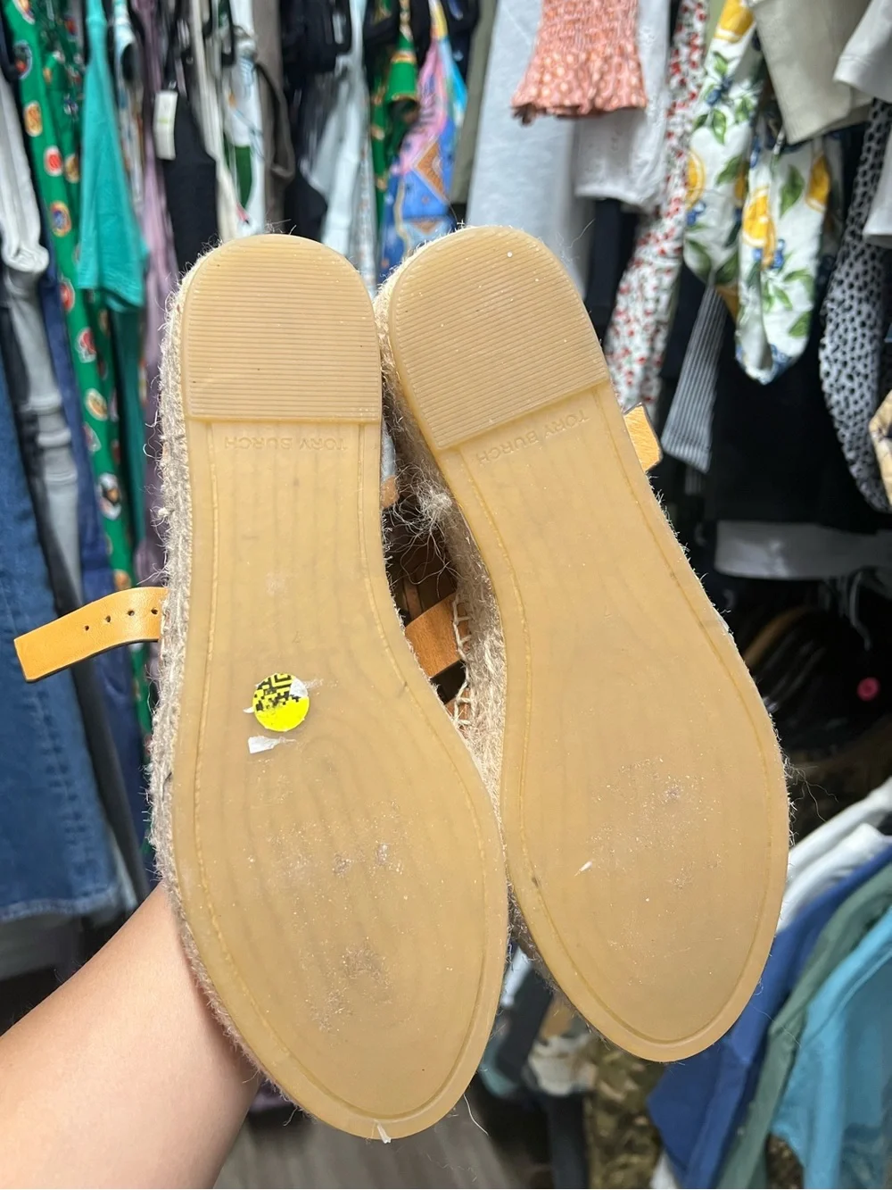 Tory Burch Tan Leather Strappy Espadrille Sandals